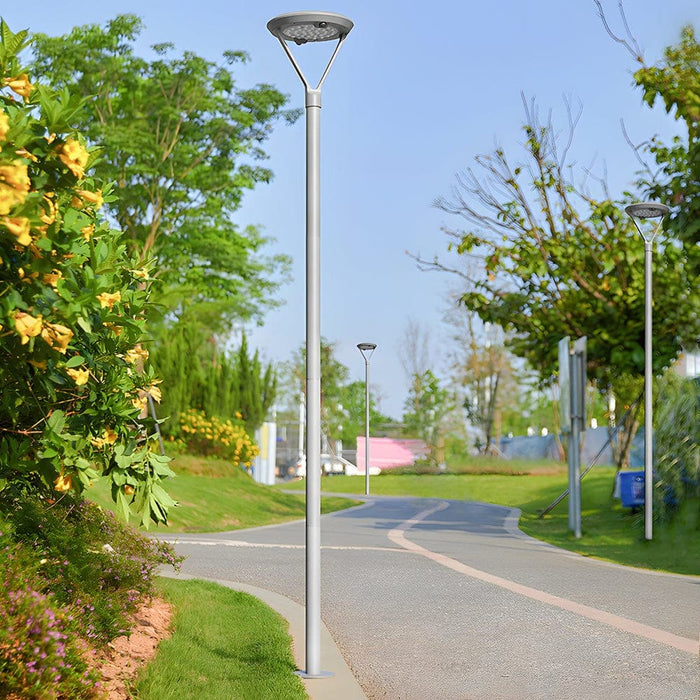 Durable Aluminum Round Solar Outdoor Pole Light with Dual Motion Sensors, Stylish Gray Finish, and PC Shade for Yards, Villas, and Parks-ErisView-4