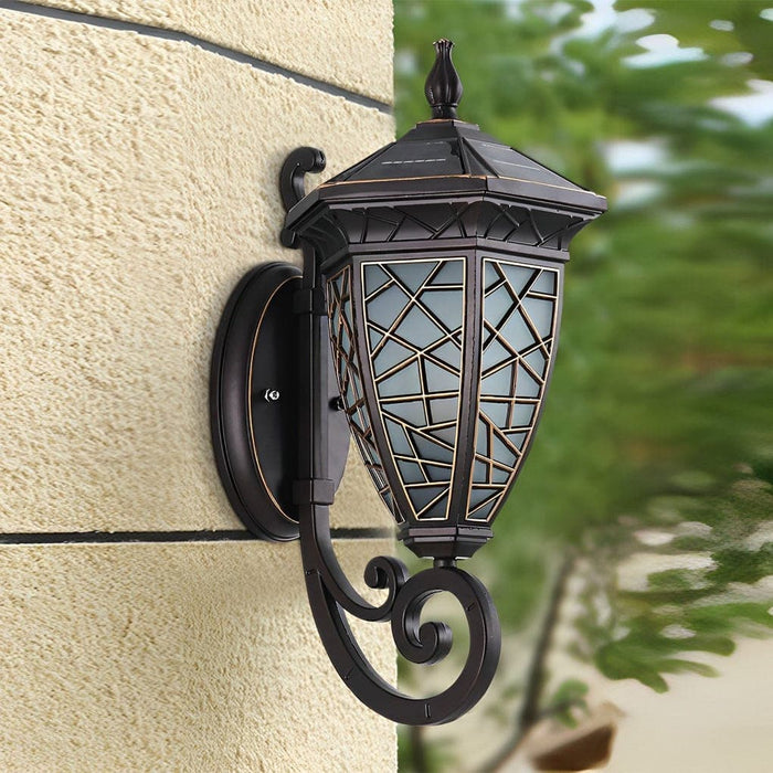 Durable Aluminum Solar Outdoor Wall Light with Unbreakable Glass Shade for Garden, Lawn, Patio, and Porch, Automatic Day/Night Sensor-ErisView-9