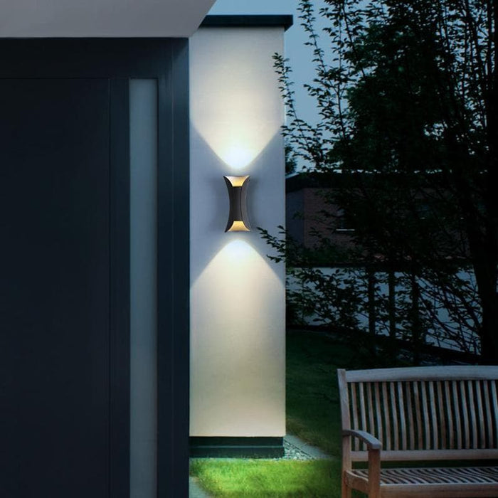 Durable Aluminum and Glass Outdoor Wall Lights, Powerful Up and Down Illumination for 107-161 sq ft, Stylish Curves and Lines Design-ErisView-7