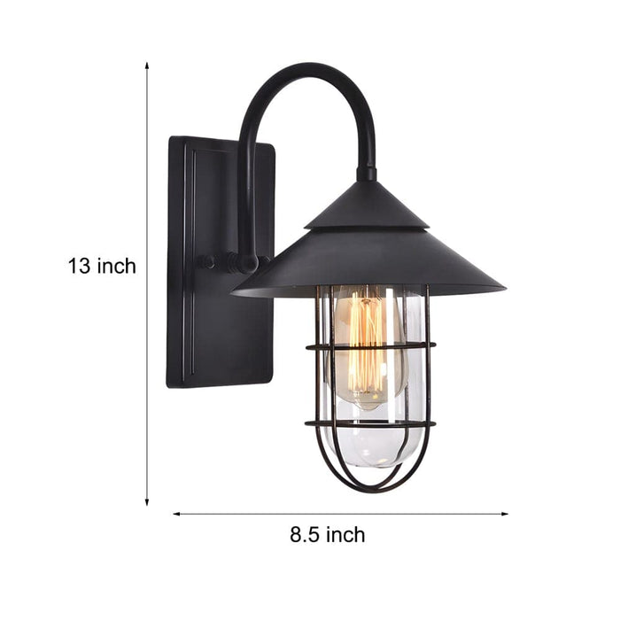 Durable Black Outdoor Wall Light with Glass and Iron, Rustproof and Waterproof, Available with or without Motion Sensor for Porch, Patio, Garage, Garden-ErisView-6