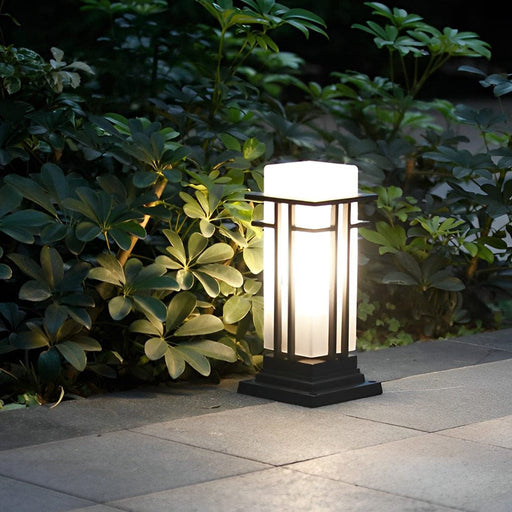 Durable Die-Cast Aluminum Outdoor Pillar Lights with Frosted Glass Lampshade, Weather-Resistant, Easy Installation for Fence, Gate Post, Garden-ErisView-1