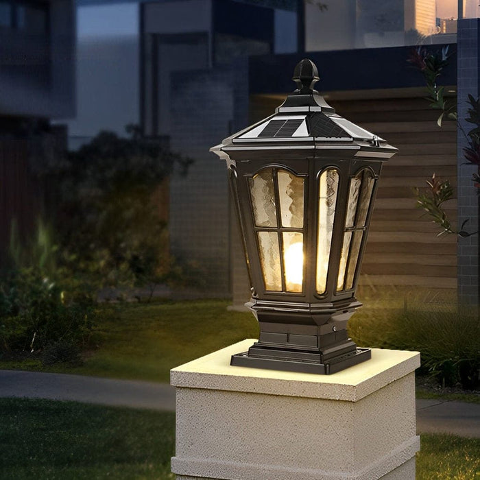 Durable Die Cast Aluminum Outdoor Solar Pillar Light with Waterproof Design, High-Efficiency Solar Panel, and Glass Lampshade for Energy Saving-ErisView-18