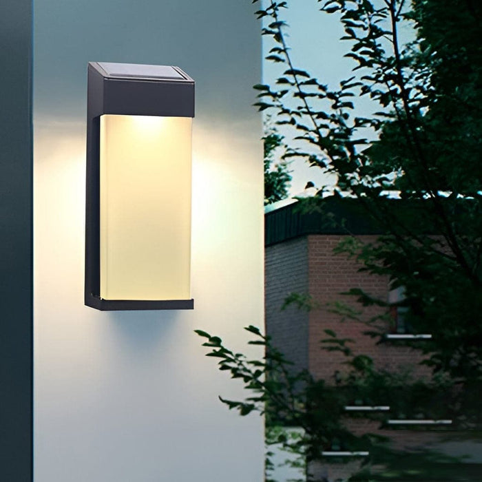 Durable Die-Cast Aluminum Outdoor Wall Light with Frosted Glass, High-Efficiency Solar Panel, and Long-Lasting LED for Porch or Garden-ErisView-2