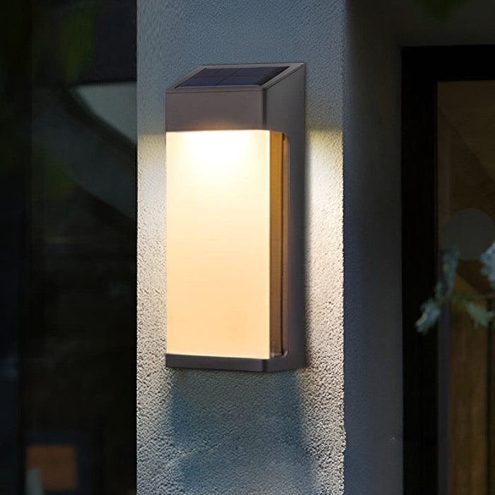 Durable Die-Cast Aluminum Outdoor Wall Light with Frosted Glass, High-Efficiency Solar Panel, and Long-Lasting LED for Porch or Garden-ErisView-1