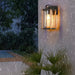 Durable Die-Cast Aluminum Outdoor Wall Light with Wood Grain Iron Stand and High Transmittance Glass Lampshade for a Warm, Classy Ambiance-ErisView-7