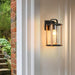 Durable Die-Cast Aluminum Outdoor Wall Light with Wood Grain Iron Stand and High Transmittance Glass Lampshade for a Warm, Classy Ambiance-ErisView-1