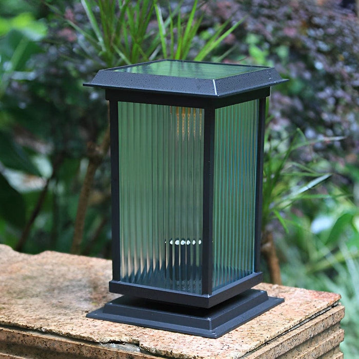 Durable Die-Cast Aluminum Solar Post Lamp with High-Efficiency Solar Panels and Creative Glass Lampshade for Bright, Warm Outdoor Lighting-ErisView-5