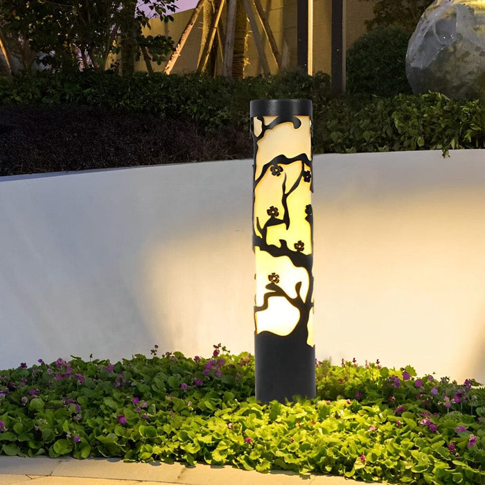 Durable Galvanized Steel Outdoor Lamp with High-Temperature Resistance, LED Light Source, Decorative Plum Blossom Design for Garden and Pathway Lighting-ErisView-4