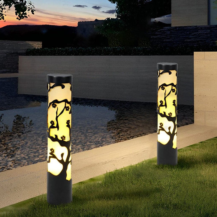 Durable Galvanized Steel Outdoor Lamp with High-Temperature Resistance, LED Light Source, Decorative Plum Blossom Design for Garden and Pathway Lighting-ErisView-1