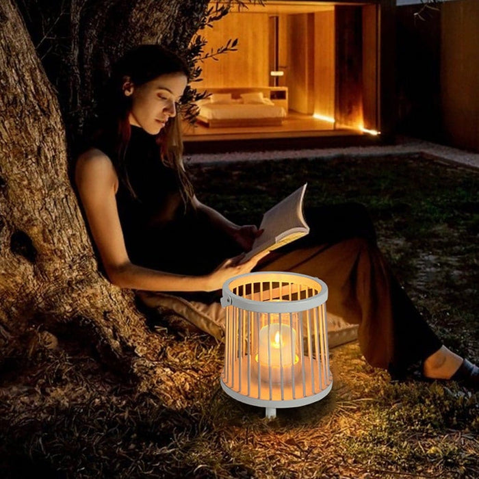 Durable Galvanized Steel Outdoor Lantern with Transparent Glass Shade, Waterproof, Dustproof, and Portable with 8-10 Hour Rechargeable Battery-ErisView-4