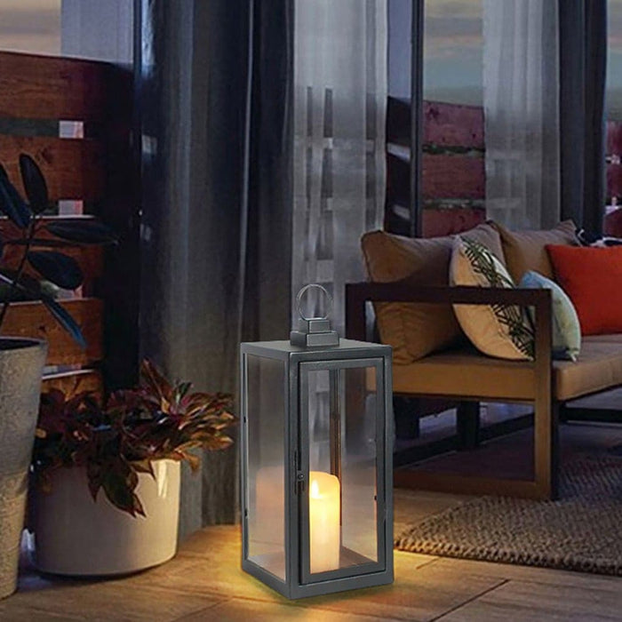 Durable Galvanized Steel Outdoor Lantern with Warm LED Candlestick Light, Rust-Proof Snap Door, Portable Ergonomic Handle, and 8-10 Hour Battery Life-ErisView-6