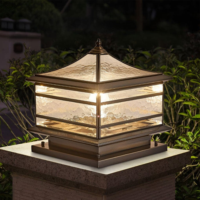 Durable H65 Copper Solar Outdoor Fence Post Light with Tempered Glass Lampshade for Garden Patio Decoration, Bright, Warm, and Romantic Lighting-ErisView-2