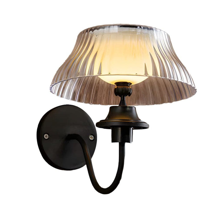 Durable IP44 Waterproof Outdoor Wall Light with Curved Black Metal Arm and Adjustable Solar-Powered Glass Shade for Easy Installation-ErisView-7