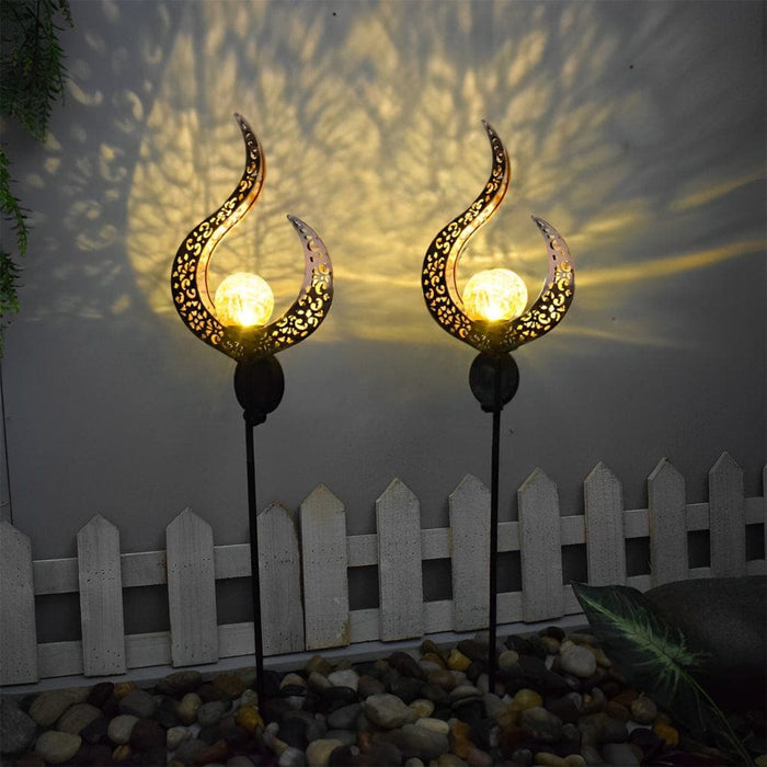 Durable Laser-Cut Iron Solar Garden Lights with Crackled Glass Ball Shade, Sun-Resistant, Automatic Charging, and Long-Lasting Outdoor Pathway Lamps-ErisView-2