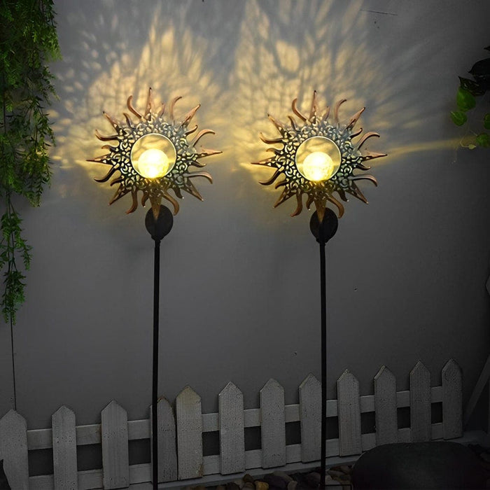 Durable Laser-Cut Iron Solar Garden Lights with Crackled Glass Ball Shade, Sun-Resistant, Automatic Charging, and Long-Lasting Outdoor Pathway Lamps-ErisView-7