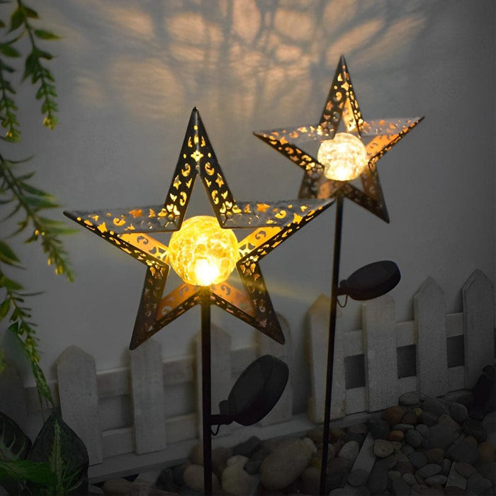 Durable Laser-Cut Iron Solar Garden Lights with Crackled Glass Ball Shade, Sun-Resistant, Automatic Charging, and Long-Lasting Outdoor Pathway Lamps-ErisView-32