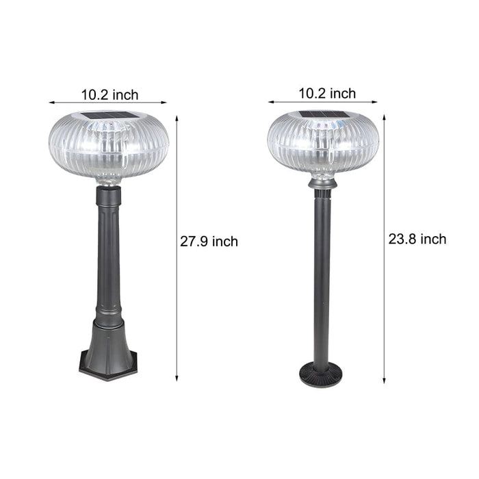 Durable Metal and Acrylic Solar-Powered LED Outdoor Bollard Light with Transparent Oval Lampshade, Modern Black Finish for Garden, Courtyard, Lawn-ErisView-4