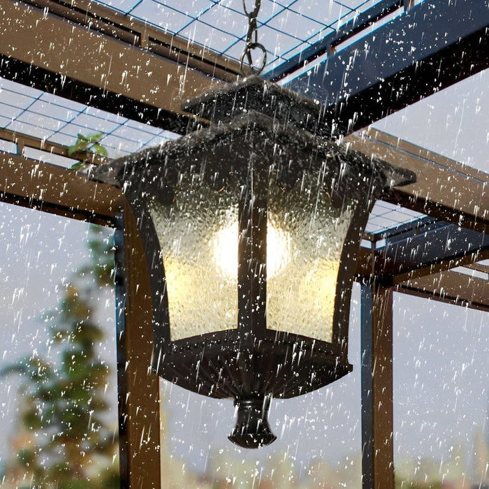 Durable Outdoor Pendant Light with Creative Water Drops Glass Lampshade, Rustproof Die-Cast Aluminum Body for Gardens, Balconies, and Gazebos-ErisView-3