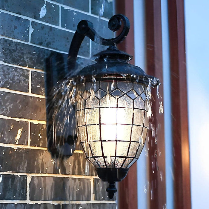 Durable Outdoor Wall Sconces with Unique Line Design, Textured Glass, and Rustproof Aluminum for Garden, Porch, Balcony, Available in Black & Bronze-ErisView-3