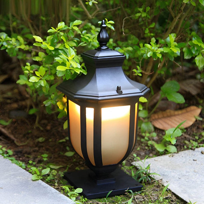 Durable Retro Fence Post Lights, Waterproof, Rustproof, and Moisture Proof Aluminum Alloy with Glass Lampshade for Cozy Outdoor Ambiance-ErisView-5