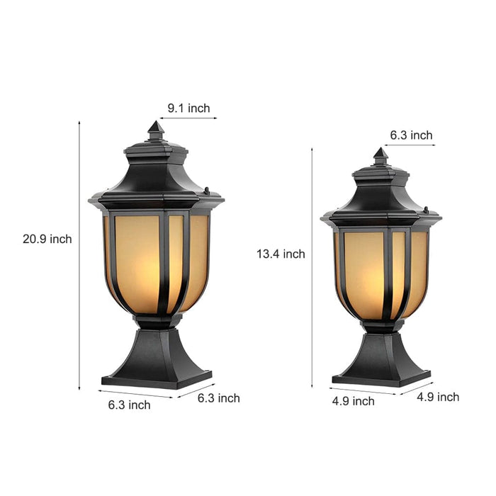 Durable Retro Fence Post Lights, Waterproof, Rustproof, and Moisture Proof Aluminum Alloy with Glass Lampshade for Cozy Outdoor Ambiance-ErisView-9