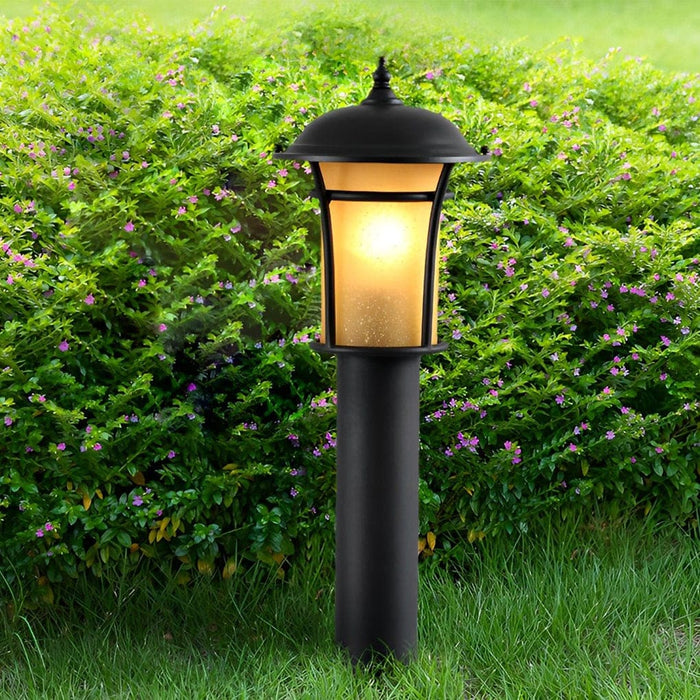 Durable Rustproof Iron Garden Light with Handmade Glass Lampshade, Superior Waterproof Performance, Available in Three Heights for Outdoor Pathways-ErisView-3