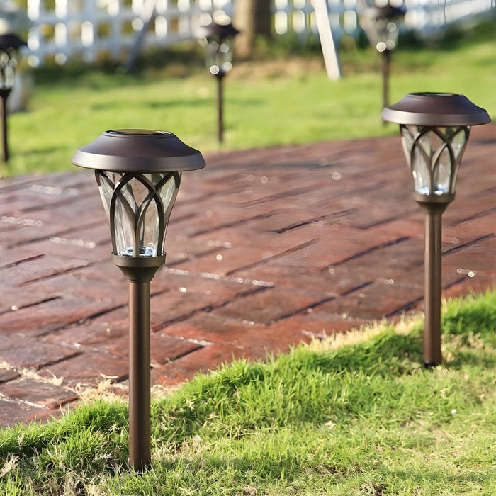 Durable Solar Pathway Lights, Waterproof, Rust-Proof Metal & Glass, Auto-Charging for Night Illumination, Perfect for Gardens & Patios-ErisView-3