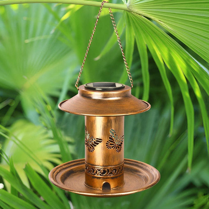 Durable Solar Powered Metal Outdoor Hanging Bird Feeder & Decorative Garden Light, Perfect Gift for Bird Watchers & Outdoor Enthusiasts-ErisView-7