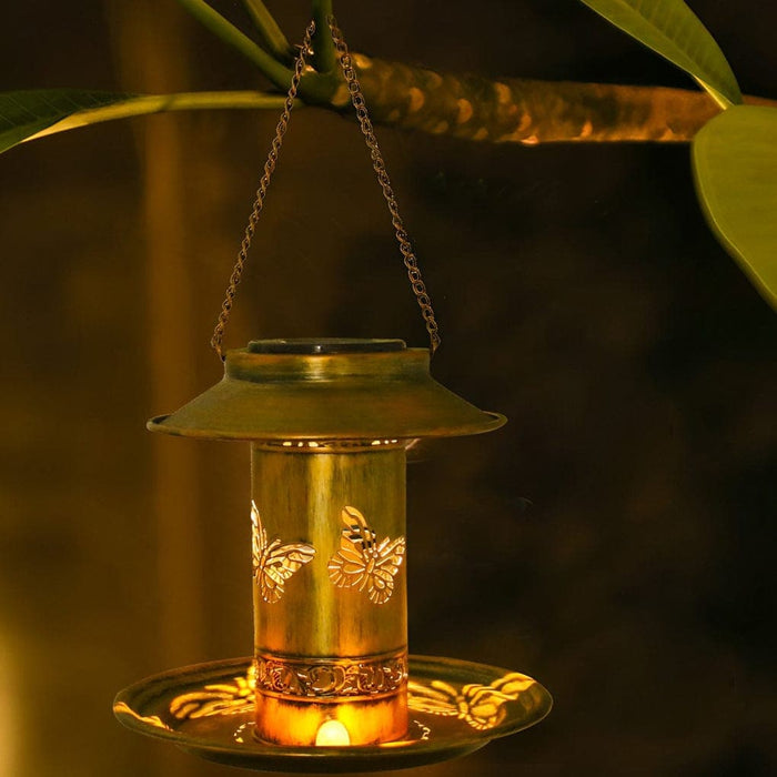 Durable Solar Powered Metal Outdoor Hanging Bird Feeder & Decorative Garden Light, Perfect Gift for Bird Watchers & Outdoor Enthusiasts-ErisView-1