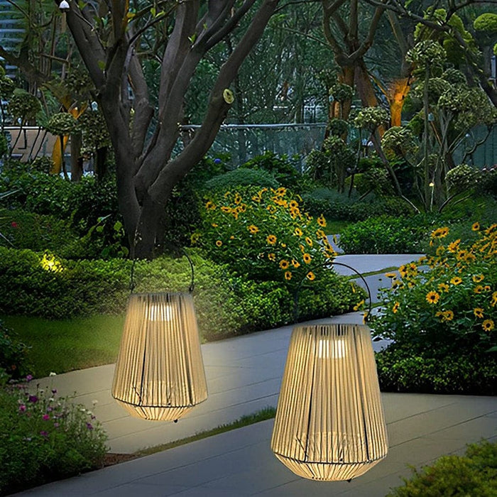 Durable Solar-Powered Rattan Garden Lanterns with 180° Rotatable Handle â€?Automatic Day/Night Operation, Long Battery Life, Weather-Resistant-ErisView-2