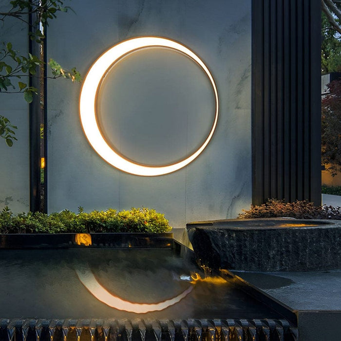 Durable Stainless Steel Minimalist Moon Outdoor Wall Lamp with Bright PC Lampshade, Perfect for Porch, Terrace, Balcony, Garage Door, and Entrance-ErisView-14