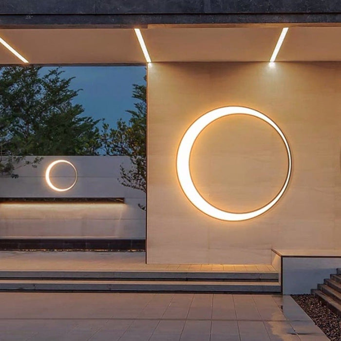 Durable Stainless Steel Minimalist Moon Outdoor Wall Lamp with Bright PC Lampshade, Perfect for Porch, Terrace, Balcony, Garage Door, and Entrance-ErisView-5