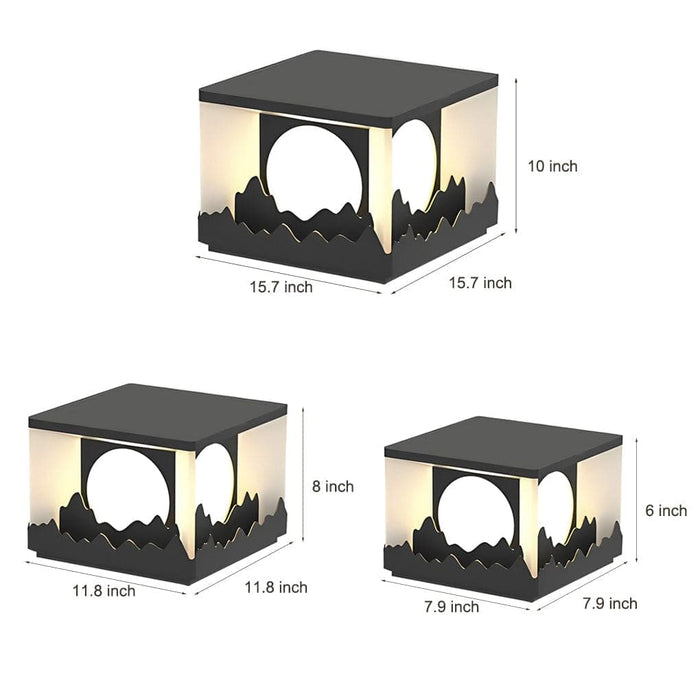 Durable Stainless Steel Solar Post Lights with Mountain Scenery Pattern for Outdoor Landscape, Garden, and Commercial Use, Auto On/Off-ErisView-10