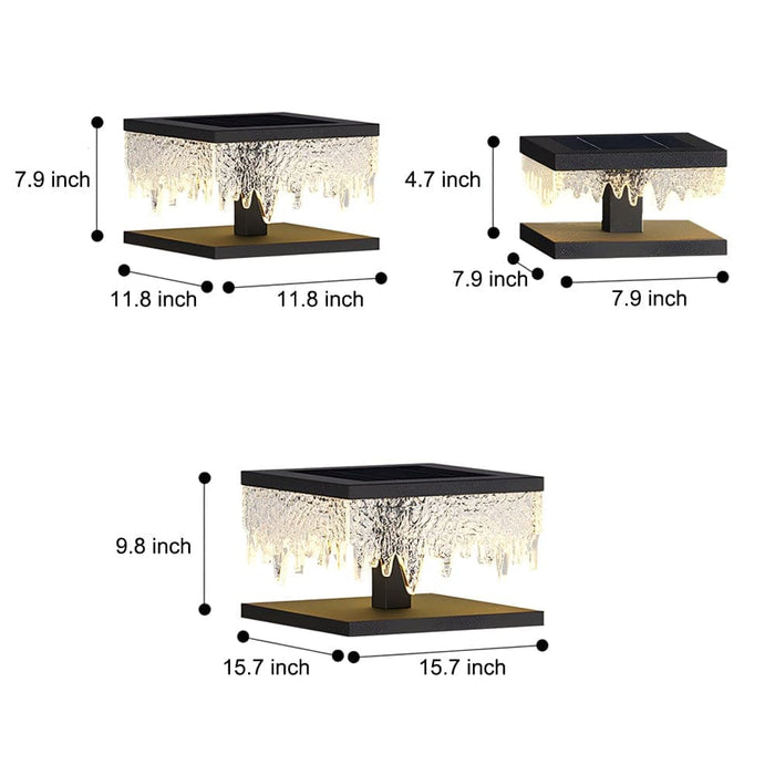 Durable Stainless Steel Solar and Hardwired Post Cap Lights with Unique Acrylic Lampshade Design for Villas, Gardens, and Gates, 3 Sizes Available-ErisView-8