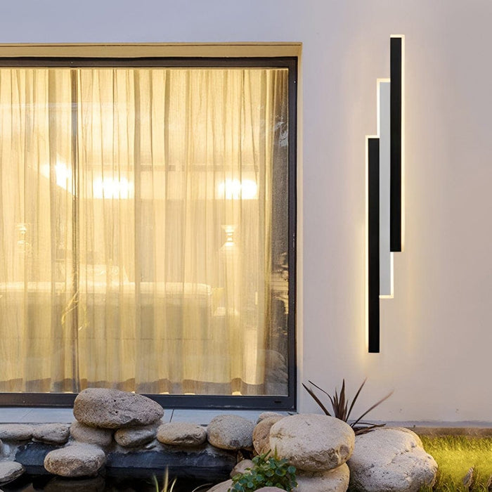 Durable Waterproof Outdoor Wall Light with 3 Rectangular Strips for Patio, Porch, Garden, and Garage, Available in Black and White-ErisView-2