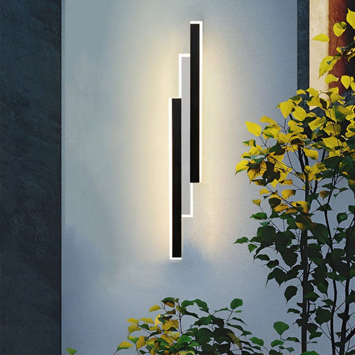 Durable Waterproof Outdoor Wall Light with 3 Rectangular Strips for Patio, Porch, Garden, and Garage, Available in Black and White-ErisView-1