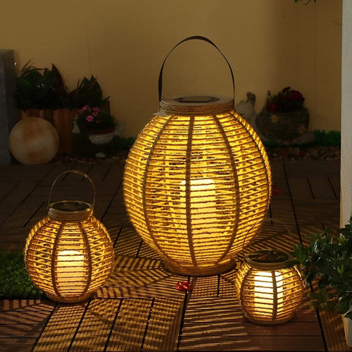 Eco-Friendly Solar Powered Garden Lanterns, Durable PVC & Hemp Rope, Portable for Patios, Gardens, Camping & Outdoor Parties-ErisView-1