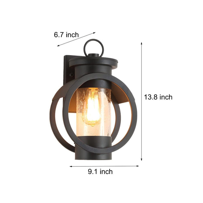 Elegant Black Outdoor Wall Lamp with Raindrop Glass Shade, E27 Base, Includes 6W LED Edison Bulb, Warm White Light for Modern and Traditional Décor-ErisView-7