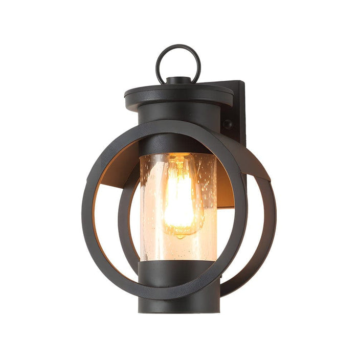 Elegant Black Outdoor Wall Lamp with Raindrop Glass Shade, E27 Base, Includes 6W LED Edison Bulb, Warm White Light for Modern and Traditional Décor-ErisView-8