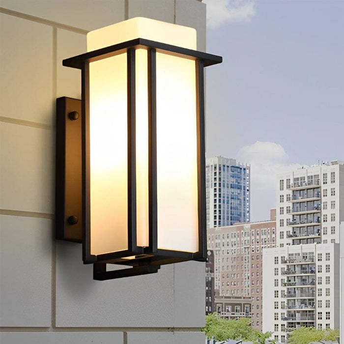 Elegant Black Outdoor Wall Light with Milky White Glass Shade, Waterproof, Rustproof, and Dust-Resistant for a Retro Vibe-ErisView-12