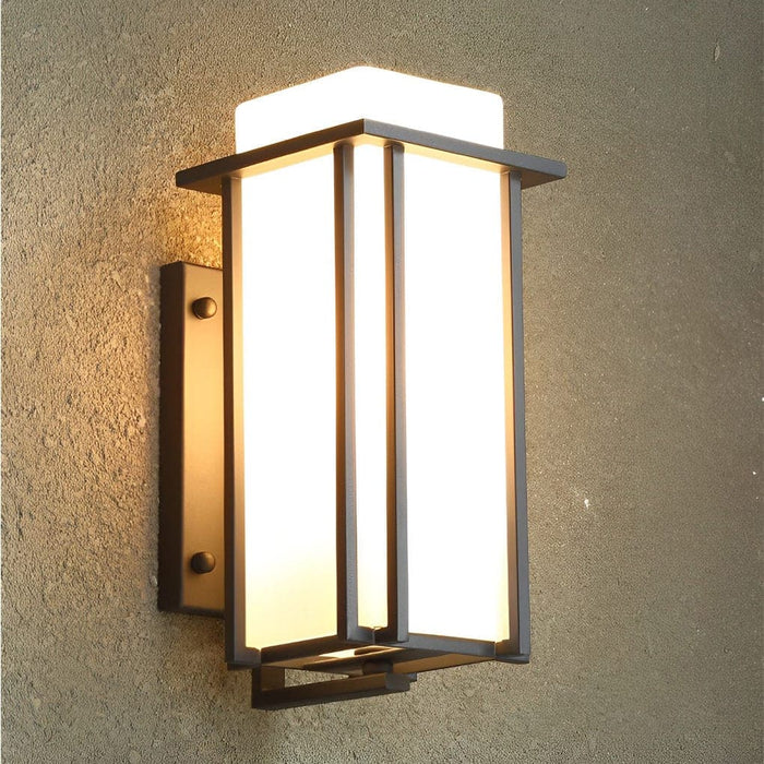 Elegant Black Outdoor Wall Light with Milky White Glass Shade, Waterproof, Rustproof, and Dust-Resistant for a Retro Vibe-ErisView-5