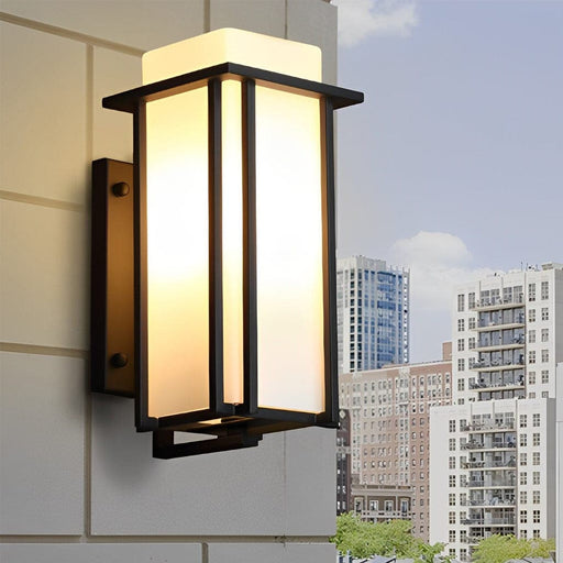 Elegant Black Outdoor Wall Light with Milky White Glass Shade, Waterproof, Rustproof, and Dust-Resistant for a Retro Vibe-ErisView-1