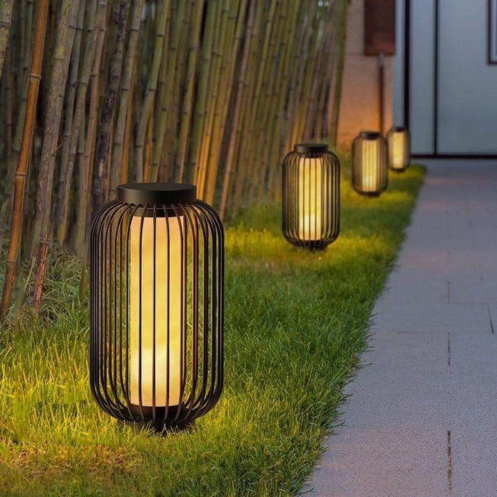 Elegant Brown Stainless Steel Outdoor Lantern with Cage Design, Rust-Proof, Energy-Saving LED Light for Courtyard Enhancement-ErisView-14