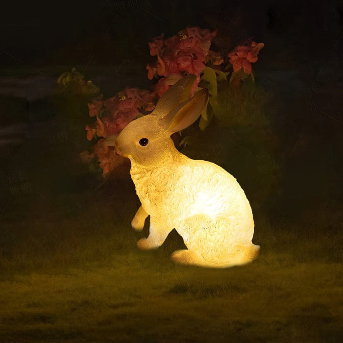 Elegant Hand-Carved Resin Rabbit Lawn Lamp with E27 Bulb, Durable, Waterproof Outdoor Light for a Natural and Exquisite Garden Ambiance-ErisView-2