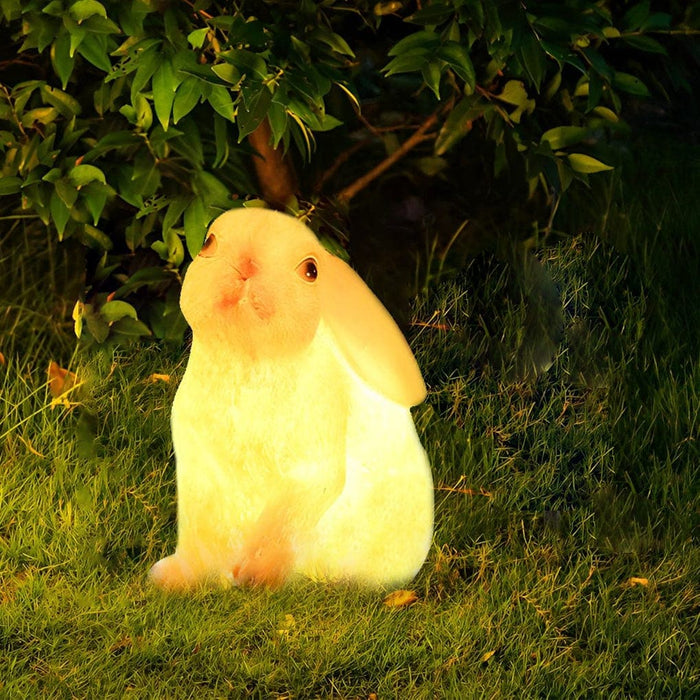 Elegant Hand-Carved Resin Rabbit Lawn Lamp with E27 Bulb, Durable, Waterproof Outdoor Light for a Natural and Exquisite Garden Ambiance-ErisView-4