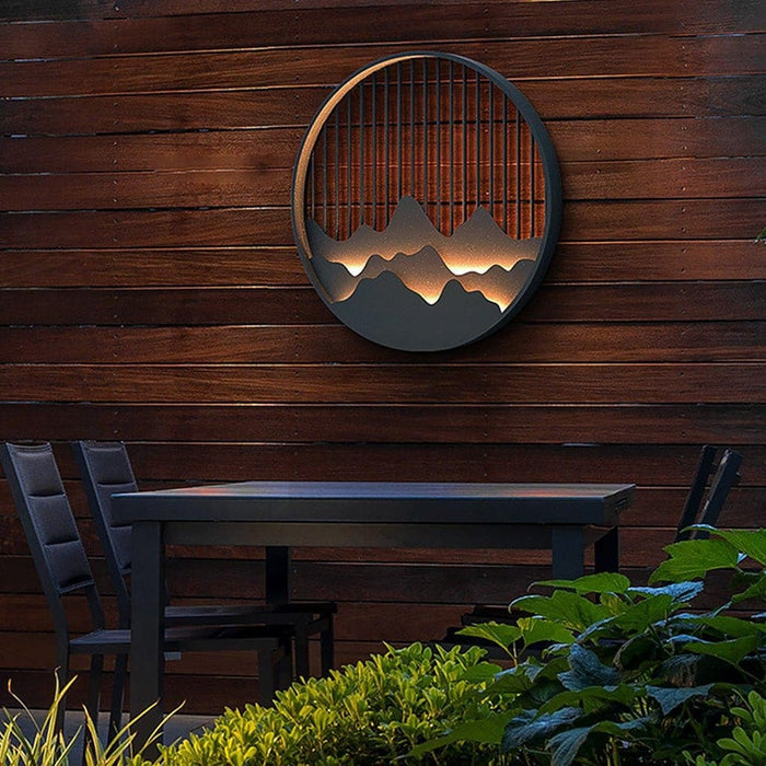 Elegant Outdoor Wall Lights with Mountain Scenery Design, Weatherproof and Low Maintenance, Warm Upward Lighting for Garden and Courtyard Decor-ErisView-3