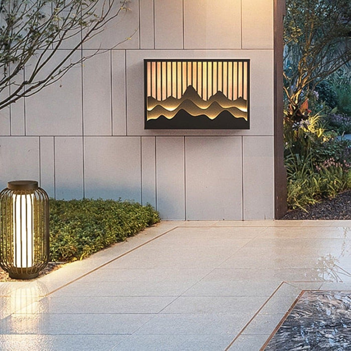 Elegant Outdoor Wall Lights with Mountain Scenery Design, Weatherproof and Low Maintenance, Warm Upward Lighting for Garden and Courtyard Decor-ErisView-8