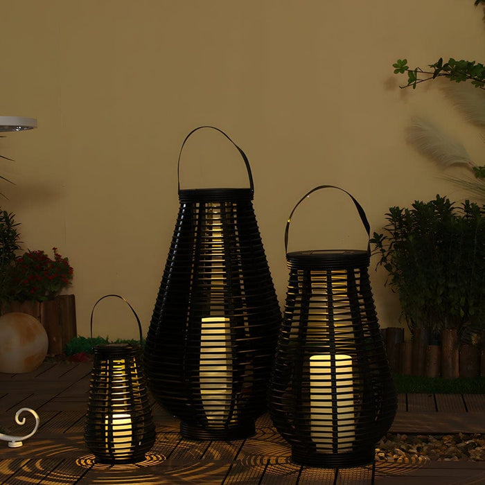 Elegant PVC Solar Outdoor Lantern with Weaving Technology, Perfect for Patios, Gardens, and Pathways, Warm Glow and Charming Hollow Pattern-ErisView-4