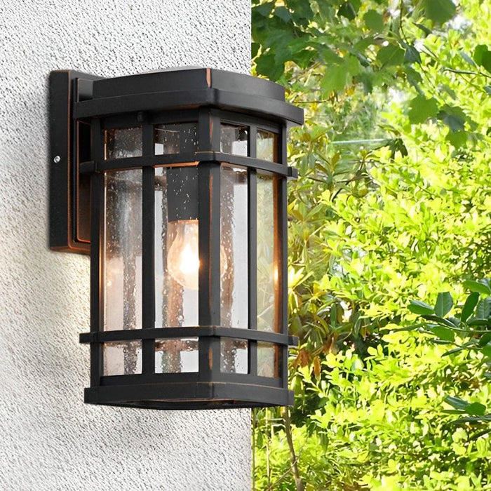 Elegant Retro Black Wall Lamp with Bubble Glass Shade, Weatherproof Die-Cast Aluminum, E27 Bulb Holder for Easy Replacement, Perfect for Porches-ErisView-8