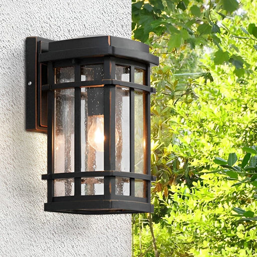 Elegant Retro Black Wall Lamp with Bubble Glass Shade, Weatherproof Die-Cast Aluminum, E27 Bulb Holder for Easy Replacement, Perfect for Porches-ErisView-1